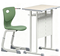 Bureaux fixes pour étudiants du secondaire en métal et MDF, chaises en plastique confortables pour la maison, à prix abordable