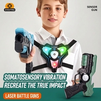 Ensemble de pistolets laser infrarouges pour enfants, pistolet de combat électronique, pistolet laser avec bouclier, lumière, son et vibration, jouets d'extérieur
