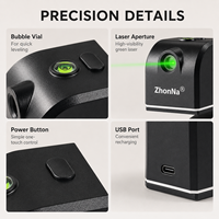 ZhonNa Mini Laser Level Garis Silang Hijau Merah USB Portabel Sinar Horizontal Vertikal Alat Penyelarasan Konstruksi Dalam & Luar Ruangan