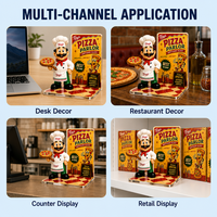 Figurine personnalisée OEM en PVC, jouet en vinyle, figurine décorative de pizzeria, miniature de mascotte alimentaire, statue, ornement de bureau, cadeau