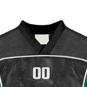 Camiseta de fútbol corta de malla en verde azulado oscuro y negro con detalle de ribete cuadrado número 00 - Product Image 2