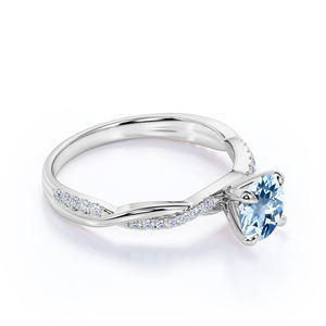 プロミスリングスターリングシルバー婚約ウェディングギフト未処理アクアマリンカップルジュエリー工場価格 - Product Image 3