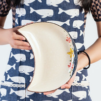 Ensemble d'assiettes en céramique en forme de demi-lune, assiettes combinées en céramique