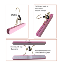 Offre Spéciale de cheveux en bois massif avec logo personnalisé rose cintre à pinces pour extensions de cheveux cintre à jupe en bois robuste