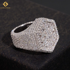 Anillo de Hombre con Diseño de Copo de Nieve, Plata de Ley S925, Moissanita, Hexagonal, Bañado en Rodio, Precio de Fábrica al por Mayor, Anillos Personalizados - Product Image 4