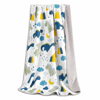 Couverture bébé de luxe super douce antistatique à imprimé dinosaure, en minky à pois, réversible, en peluche gaufrée à bulles, pour tout-petits et nouveau-nés