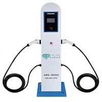 Chargeur AC commercial pour véhicules électriques 14 kW (2x7 kW) à double prise, étanche IP54, station de recharge extérieure pour flotte, directement de l'usine