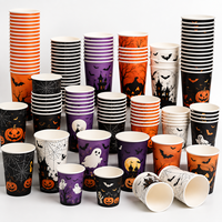 Gobelet en papier jetable pour boissons froides, personnalisé avec logo, pour fête d'Halloween, gobelet en papier commercial pour café