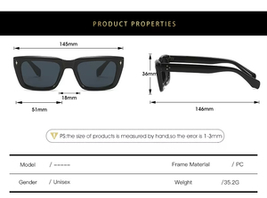 แว่นกันแดดทรงเหลี่ยมดีไซน์เรโทรเรียบง่าย รุ่น 9821 กรอบหนา ป้องกันรังสียูวี 400 คลาสสิก รับสกรีนโลโก้ แฟชั่นประดับหมุด - Product Image 6