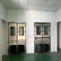 Porte battante double en acier inoxydable pour usine de transformation de volailles, porte d'entrée anti-choc pour usage commercial