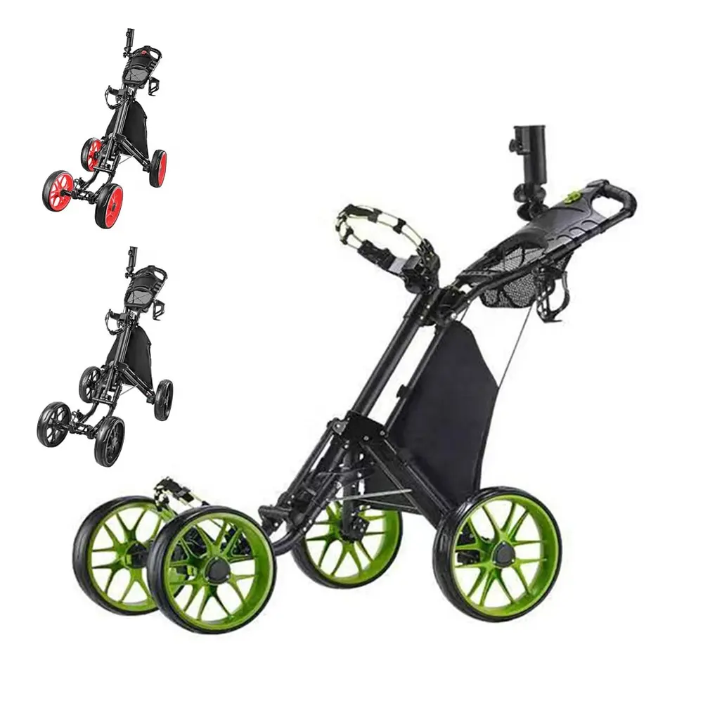 Factory Hot Selling 2 3 4 Wielen Push Golf Trolley Elektrische Custom Uw Logo Quick Open Opvouwbare Push Golf Trolley winkelwagen