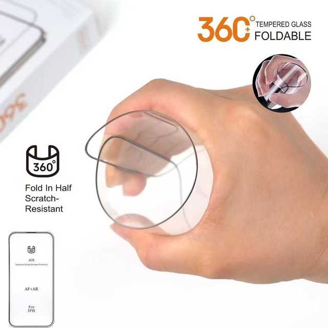 Good Quality O Type Folded Electroplating Fingerprint Oil Tempered Glass Screen Protector Mobile Phone for IPhone17 AIR PRO MAX
