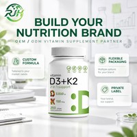 Gélules de Vitamine D3 5000 UI + K2 100 mcg OEM ODM, Sans OGM, Sans Gluten, Testées en Laboratoire, Complément Alimentaire en Vrac, Marque Privée