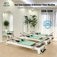 Machine de Pilates Reformer Commerciale Portable et Réglable en Aluminium Durable, Noire, Écologique, pour Studio de Fitness et Exercice Corporel