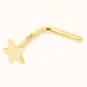 Серьги-гвоздики в форме звезды под золото 14Kt, ювелирные изделия для пирсинга носа