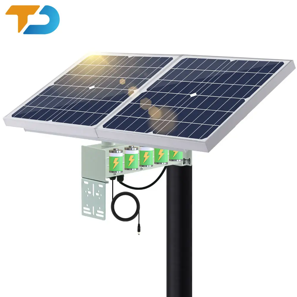 TecDeft CE RoHS 30W Mono Solar panel 30Ah LifePO4 Batterie DC12V 2A 5 Jahre Garantie IP67 Solar Energy System für CCTV-Kamera