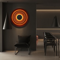 Décoration d'intérieur JZ, art circulaire découpé au laser, médias mixtes, peinture à la lumière LED, art mural abstrait 3D, affiche
