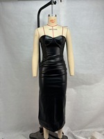 Robe moulante décontractée en cuir sans bretelles pour femme, 3 couleurs, mini-robe de soirée, tailles S-L