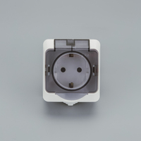 Interrupteur et prise de surface IP44, 1 interrupteur, 1 prise avec couvercle transparent, interrupteur et prise