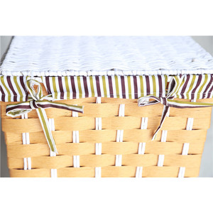 <b>Square</b> Hand Woven Laundry <b>Basket</b> With Lid Dustproof Storage Organizer For Clothes Rustic Style - Product Image 3