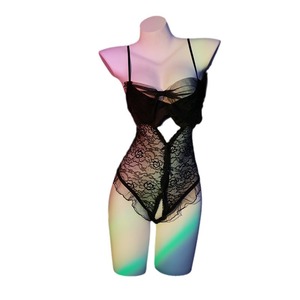 Sexy <b>Lace</b> Bodysuit Women Sleeveless Soft Lingerie Nightwear <b>White</b> Black Color Polyester Fabric - Product Image 4