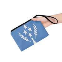 Dompet Koin Mini Modis Kanvas Cetak Bendera Kosrae Dompet Ritsleting Portabel dengan Warna Campuran untuk Kartu Koin Barang Kecil