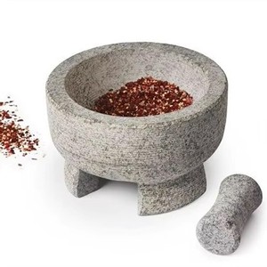 <span class=keywords><strong>Molcajete</strong></span> de Granito Gris Ecológico, Mortero y Pilón de Piedra, Redondo, Duradero, Apto para Alimentos, Utensilios de Cocina - Product Image 6