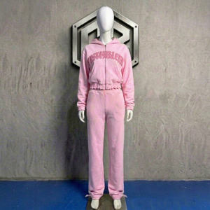 Ensemble de survêtement polaire à capuche court pour femme, imprimé lettres, coupe décontractée, pantalon de jogging long écologique pour l'hiver - Product Image 1