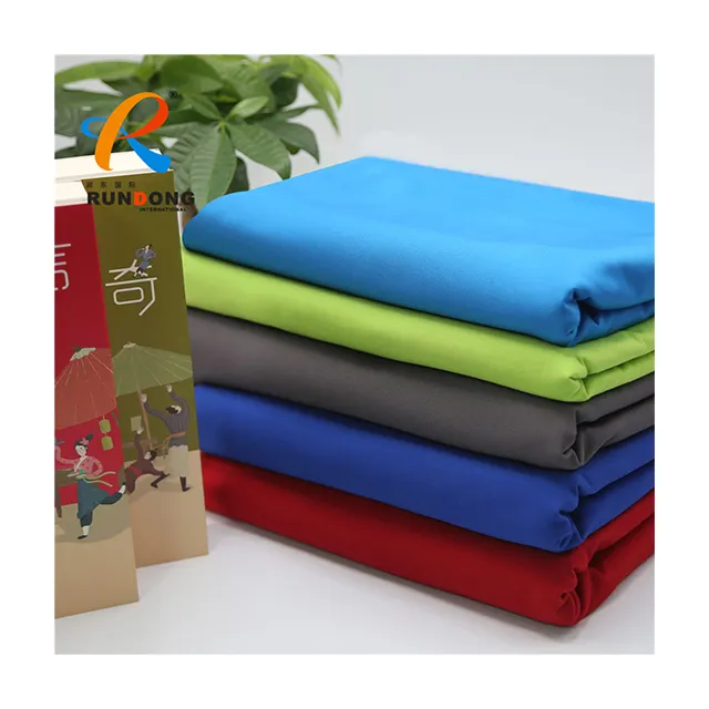 Rundong-tela de sarga de algodón y poliéster, tejido gris de rayón doble, spandex, popular, de buena calidad, 220gsm, venta al por mayor