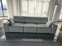 Canapé-lit électrique pivotant 3 places en tissu chenille PUZE avec fonction massage, interface USB, coussin confortable, en bois, pour salon et chambre d'amis