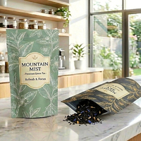 Kemasan Plastik Ziplock Berdiri, Dapat Didaur Ulang, Dapat Ditutup Kembali, Cetak Sesuai Pesanan, untuk Teh Herbal, Bubuk Kopi, Suplemen