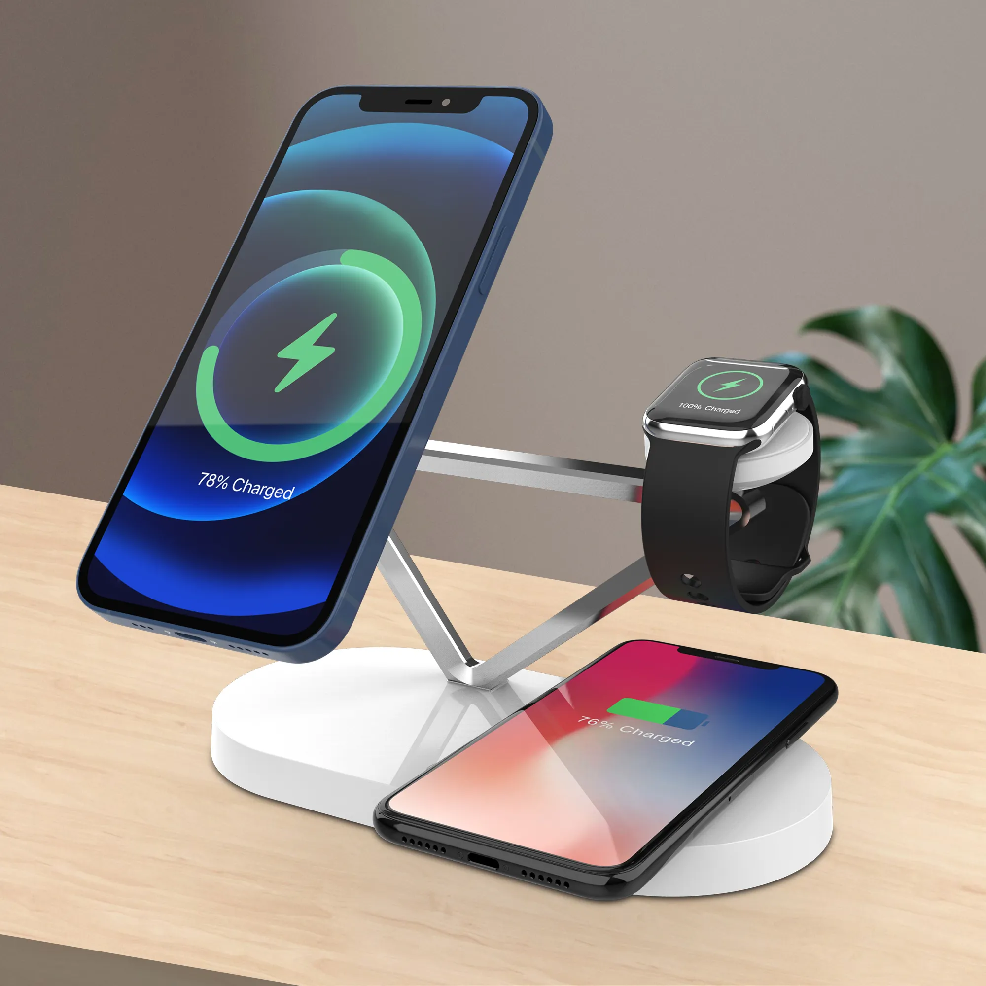 Apple New Design Portable Fast Qi Magnetic Wireless Charger 3 In 1 For Apple Watch For 11 Pro Max