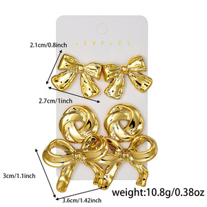 Fashion Jewelry Set Gold Flower <b>Bow</b> Earrings Exaggerated Design <b>Gift</b> Occasion E2272 1E2274 1 - Product Image 4