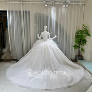 Lsoy062 Romantic <b>Wedding</b> Dress Sweetheart Lace Bodice Rosette Tulle Ball Gown For Formal Church Ceremony Jancember - Product Image 6