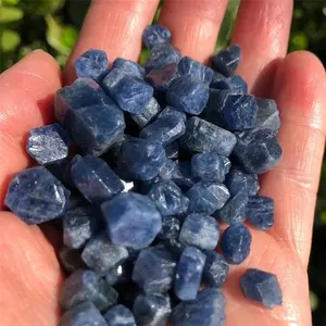 Natural blue sapphire tumbled stone gravel semi precious blue corundum stone crystal tumbled gravel stones