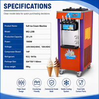 Machine à crème glacée molle sur pied colorée, 3 saveurs, MQ-L20B, machine à crème glacée automatique pour café et snack-bar