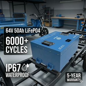 Wiren แบตเตอรี่ LiFePO4 50Ah 64V 3.2kWh แบตเตอรี่6000รอบลึกสำหรับผู้โดยสารสามล้อไฟฟ้า - Product Image 1