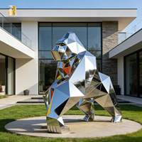 Statue de gorille géante en acier inoxydable RELONG, sculpture au design géométrique moderne pour la décoration artistique abstraite