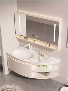 Modern Simplicity Light Luxury High-end Series Floor Mounted Single Bathroom <b>Vanity</b> Rectangle <b>Mirror</b> Water Resistant Lacquer - Product Image 3