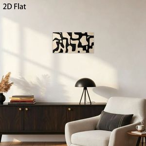 Impression sur toile abstraite personnalisée, décoration murale rectangulaire plate 2D, motif géométrique minimaliste, sans cadre, fond beige - Product Image 6