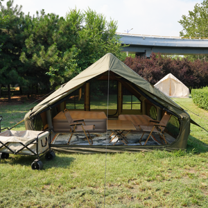 Grande tente de camping automatique rapide, imperméable, de couleur kaki, pour la plage, pour les fêtes de famille, bon marché, double, préfabriquée, gonflable - Product Image 5