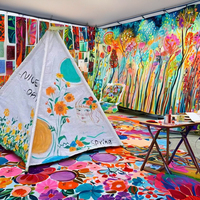Offre Spéciale tentes de dessin de bricolage de luxe pour enfants maisons de jeu d'intérieur pour enfants été chaud Double tente pliante pour toit de maternelle
