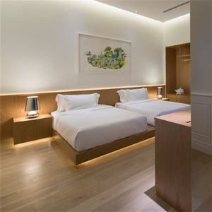 Commercial Hospitality Modern Wooden <b>Base</b> <b>Single</b> Twin <b>Bed</b> Frame Nightstand Headboard Apartment 3-5 Star Hotel Bedroom Set - Product Image 4