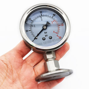 304 manômetro 1.5in. Medidor de pressão de membrana, medidor de pressão de três braçadeiras de aço inoxidável de diafragma ss304 (50.5mm od) - Product Image 6