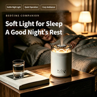 Humidificateur ultrasonique 300 ml USB Type-C avec lumière d'ambiance effet flamme tungstène, arrêt automatique, 2 modes de brume, diffuseur de brume froide CE FCC RoHS