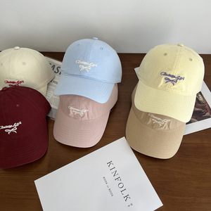 Embroidered <b>Bow</b> Baseball Cap Cotton Yarn Spring Summer Unisex Shade Hat - Product Image 1
