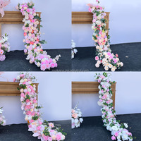 Chemin de table en roses artificielles en soie faites à la main, 2m, pour centre de table de mariage, décoration murale, événements, fêtes, Noël, rentrée scolaire, Moka