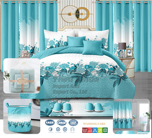 Ensemble de couvre-lit en microfibre douce, ensemble de <span class=keywords><strong>draps</strong></span>, ensemble de literie avec rideaux assortis, taille <span class=keywords><strong>king</strong></span>, ensemble de literie de 24 pièces avec rideaux - Product Image 6