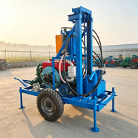 Machine de forage rotative portable à moteur diesel, mini, sur roues, pour puits d'eau, profondeur 200m, pour équipement de forage