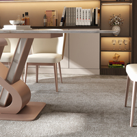 Table à manger moderne de luxe en marbre pour meubles de salle à manger Base en acier inoxydable Table à manger 6 8 chaises Ensemble pin recyclé